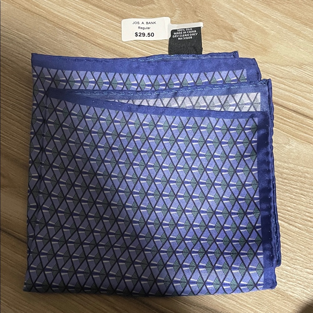 Jos. A. Bank blue/green Geometric Silk Pocket Square